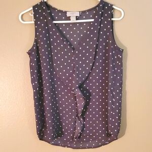 LOFT Women's Polka Dot Sleeveless Blouse - Black and White